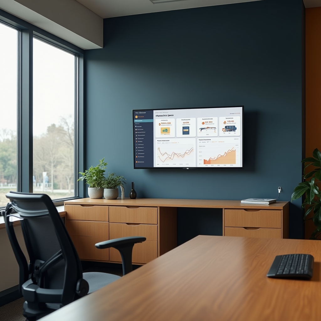 Panel de seguimiento operativo instalado en una oficina